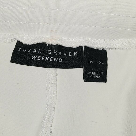 Susan Graver White Crop Pants XL Pull-On Straight Leg Flat Elastic Waistband - Picture 9 of 11